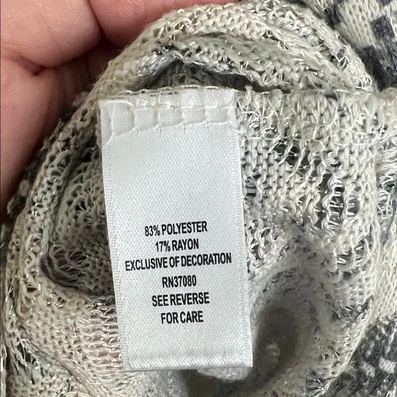 Cato Beige and Black Patterned Knit Poncho Style Sweater - Picture 6 of 6